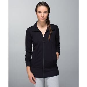 Lululemon Nice Asana Jacket Black Size 4 Long Full Zip Luon Travel Layer Outdoor